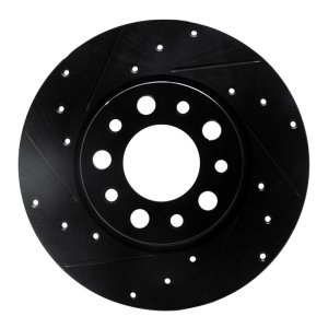 Alfa Romeo Tonale Brake Rotor (1) - Rear Left - R1 Concepts - Drilled & Slotted - Black - `15-`25